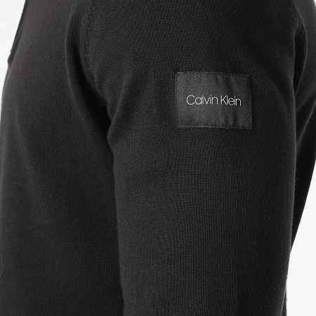 Calvin Klein - Mix Media 7455 Maglione nero con collo a zip