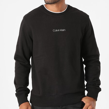 Calvin Klein - Sudadera de cuello redondo con logo central 7895 Negro