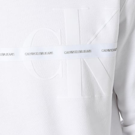 Calvin Klein Jeans - Sweat Crewneck Monogram Flock Tape 8790 Blanc