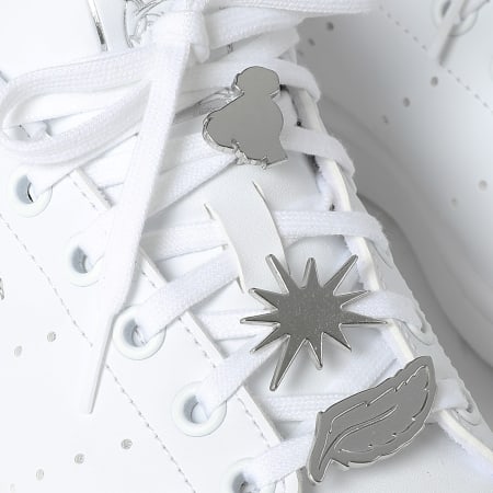 Adidas Originals - Baskets Femme Stan Smith GY3533 Cloud White Silver Metallic Scarlet