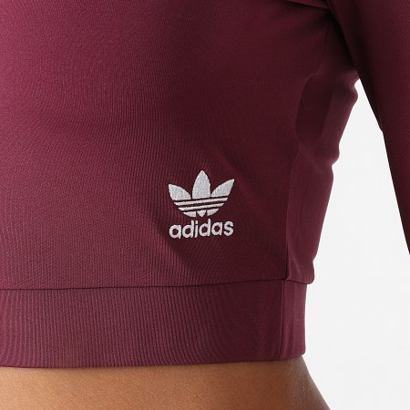 Adidas Originals - Tee Shirt Manches Longues Crop Femme A Bandes H37765 Violet