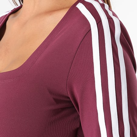 Adidas Originals - Camiseta corta de manga larga para mujer con bandas H37765 Morado