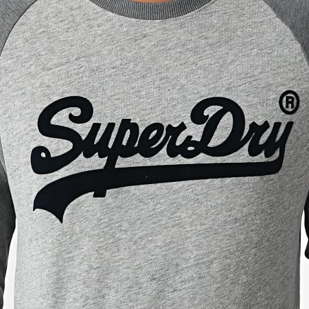 Superdry - Tee Shirt Manches Longues M6010608A Gris Chiné