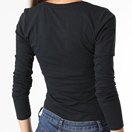 Pepe Jeans - Tee Shirt Manches Longues Femme Col V Bleu PL504990 Noir