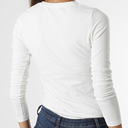 Pepe Jeans - Tee Shirt Manches Longues Femme Amberta Blanc Cassé