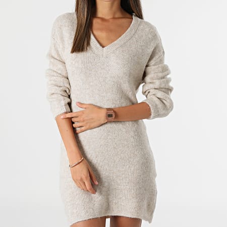Only - Robe Pull Femme Philina Beige Chiné