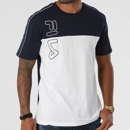 Fila - Ojas Tee Shirt a righe 683481 Blu navy Bianco