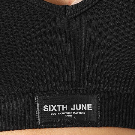 Sixth June - Tee Shirt Manches Longues Femme Crop W33175KTO Noir