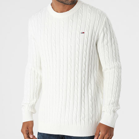 Tommy Jeans - Pull Essential Cable 1857 Blanc