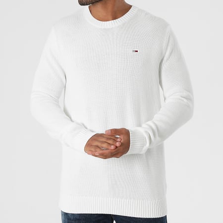 Tommy Jeans - Pull Essential Crew Neck 1856 Blanc