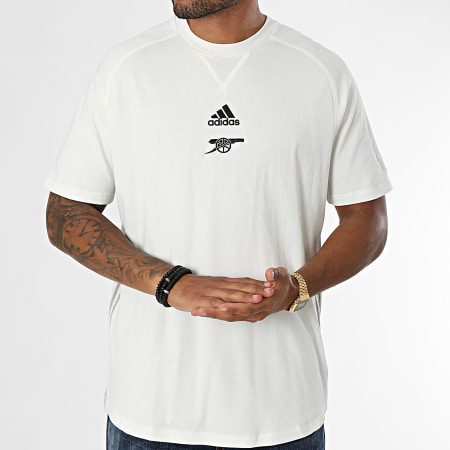 Adidas Sportswear - Maglietta sportiva a bande dell'Arsenal FC GR4215 Ecru