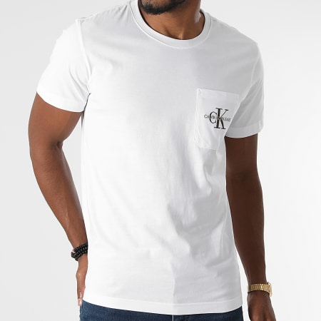 Calvin Klein Jeans - Tee Shirt Poche Monogram Embroidery 9098 Ecru