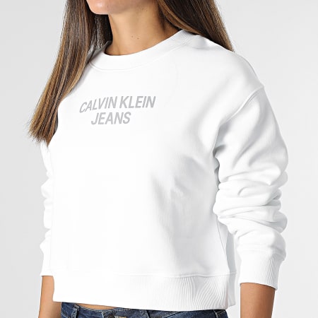 Calvin Klein - Sweat Crewneck Femme Crop 7298 Blanc