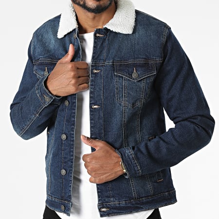 Mackten Veste Jean Col Fourrure 2439 Bleu Brut LaBoutiqueOfficielle