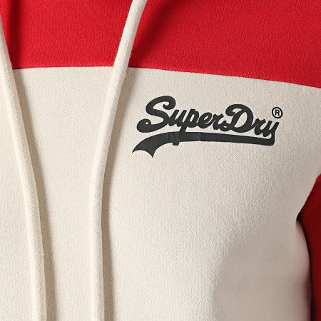 Superdry - Sweat Capuche Vintage Logo AC Colourblock M2011550A Rouge Beige
