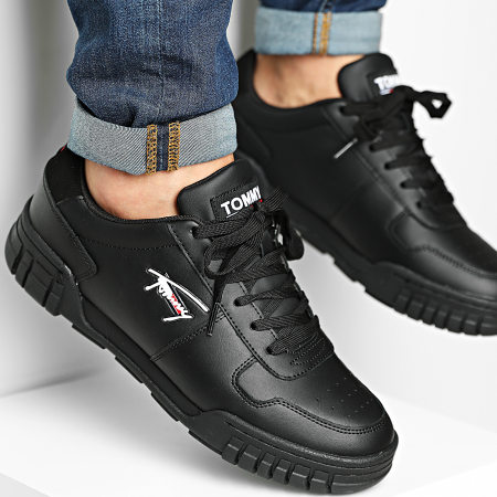 Tommy Jeans - Baskets Retro Leather Cupsole 0808 Black