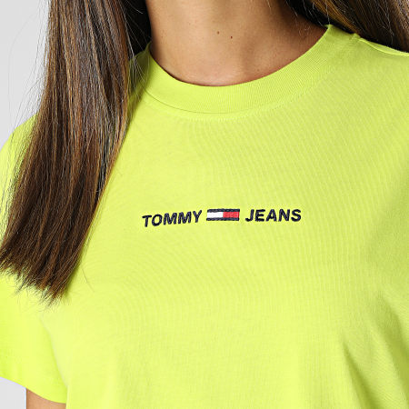 Tommy Jeans - Tee Shirt Femme Linear Logo 0057 Vert Anis