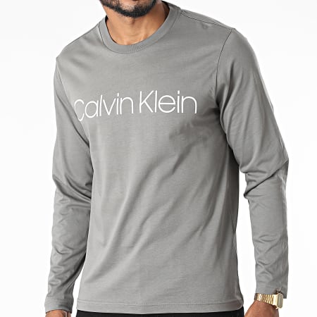 Calvin Klein - Tee Shirt Manches Longues Cotton Logo 4690 Gris