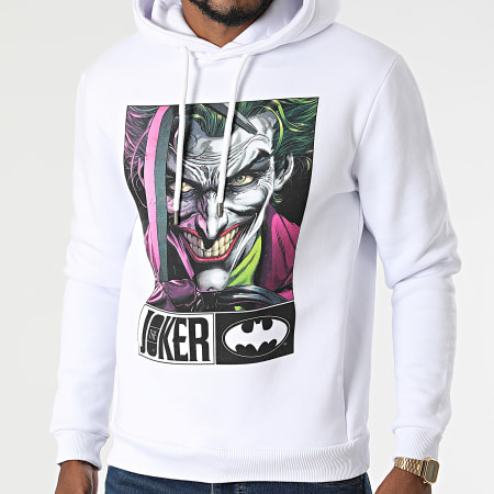 DC Comics - Sudadera con capucha Joker Hook Blanco