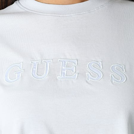 Guess - Tee Shirt Femme Crop O1GA06 Bleu Ciel
