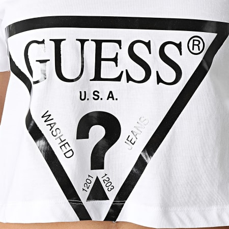Guess - Tee Shirt Femme Crop O1GA21 Blanc