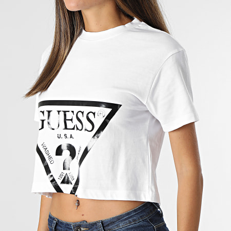 Guess - Tee Shirt Femme Crop O1GA21 Blanc