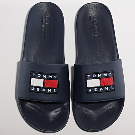 Tommy Jeans - Claquettes Corduroy Patch Pool Slide 0839 Twilight Navy