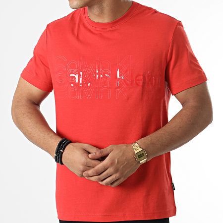 Calvin Klein - Maglietta multi logo 7606 rosso mattone