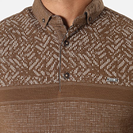 Classic Series - Polo Manches Longues 2039 Marron Chiné