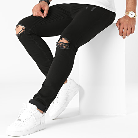 LBO - 1983 Jeans slim strappati in denim nero