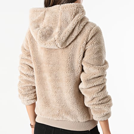 Only - Sweat Capuche Fourrure Synthétique Femme Anna Beige