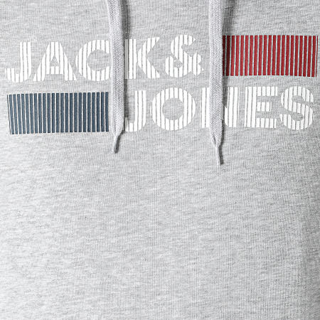 Jack And Jones - Sweat Capuche Corp Logo Gris Clair Chiné