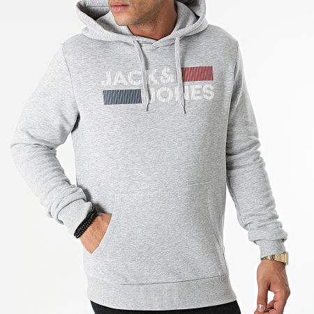Jack And Jones - Felpa con cappuccio Corp Logo Grigio chiaro