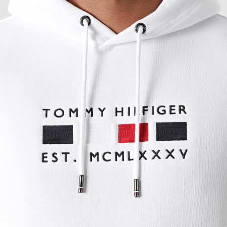 Tommy Hilfiger - Felpa con cappuccio Four Flag 0132 bianco