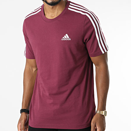 Adidas Sportswear - Tee Shirt A Bandes 3 Stripes H12180 Bordeaux