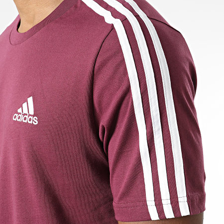 Adidas Performance - Tee Shirt A Bandes 3 Stripes H12180 Bordeaux
