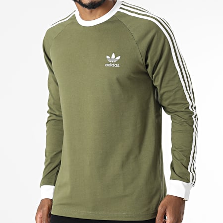 Adidas Originals - Tee Shirt Manches Longues A Bandes 37779 Vert Kaki