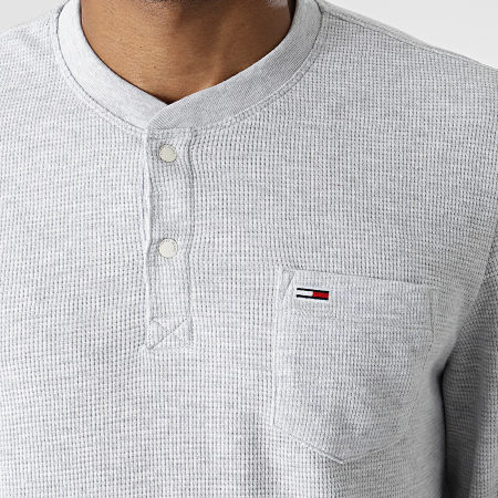 Tommy Hilfiger - Tee Shirt Poche Manches Longues Henley 1438 Gris Chiné