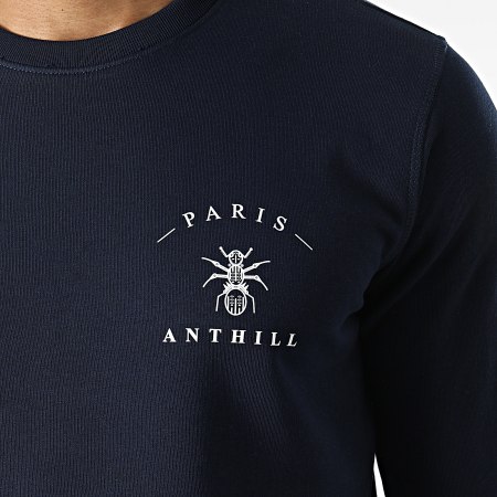 Anthill - Felpa con logo sul petto blu navy bianco