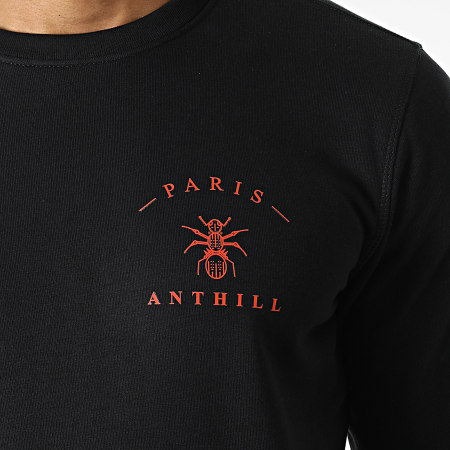 Anthill - Sudadera Cuello Redondo Logo Pecho Negro Rojo