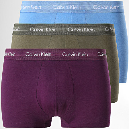 Calvin Klein - Lot De 3 Boxers Cotton Stretch U2664G Bleu Vert Kaki Violet