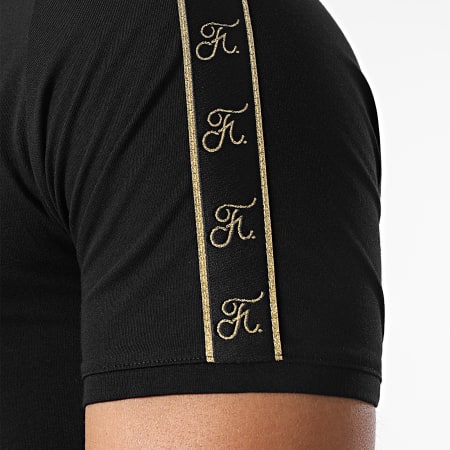 Final Club - Tee Shirt A Bandes Logo Premium Fit 774 Noir Doré