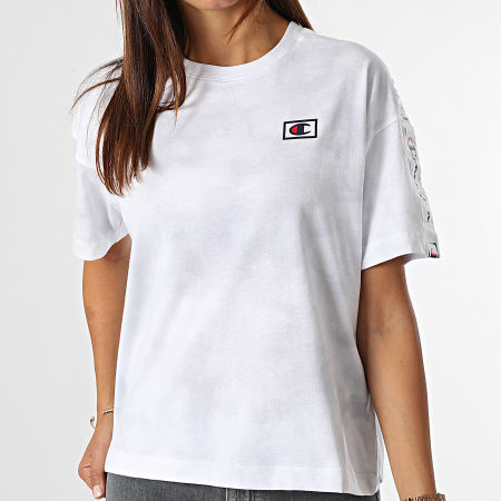 Champion - Tee Shirt Femme A Bandes 114761 Blanc
