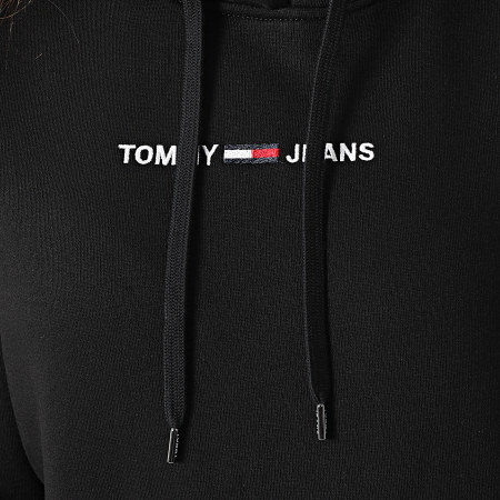 Tommy Jeans - Felpa con cappuccio da donna Linear Logo 0132 Nero