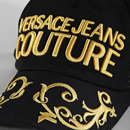 Versace Jeans Couture - Casquette Trucker Canvas Embroidery Noir Doré
