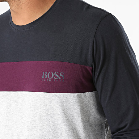 BOSS - Tee Shirt Manches Longues 50460248 Gris Chiné Bleu Marine