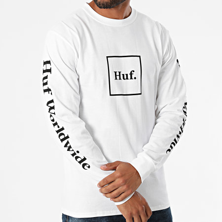HUF Tee Shirt Manches Longues Essentials Domestic Blanc