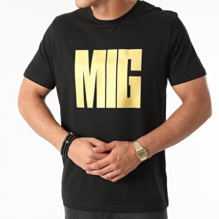 MIG - Tee Shirt On Y Va Noir Doré
