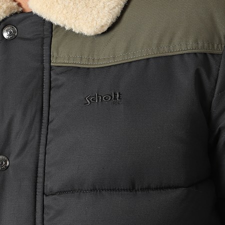 Schott NYC - Plumífero de piel de oveja Hills negro caqui