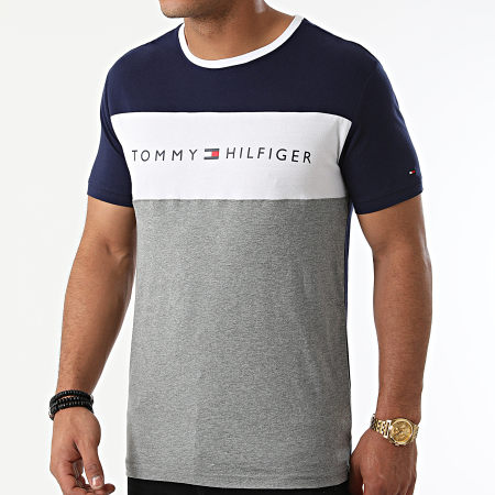 Tommy Hilfiger - CN Logo Flag 1170 Tee Shirt Navy Grey Heather White